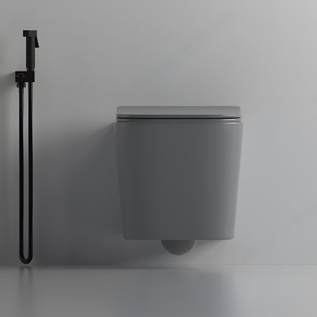 Vas WC Rimless, Gri Mat, Power Color,  montaj suspendat, capac duroplast slim soft-close inclus, Alfonso
