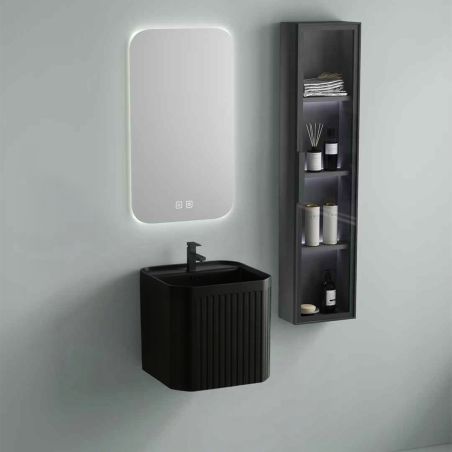 Lavoar, Negru Mat, Power Color, montaj suspendat, 42x42x40 cm, ceramica sanitara, Adele
