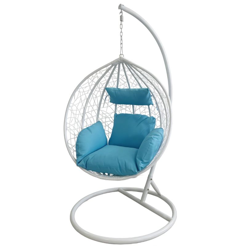 Scaun agatat California White, Fotoliu suspendat de relaxare, Curte sau Living, confortabil si modern