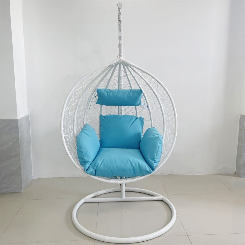 Scaun agatat California White, Fotoliu suspendat de relaxare, Curte sau Living, confortabil si modern