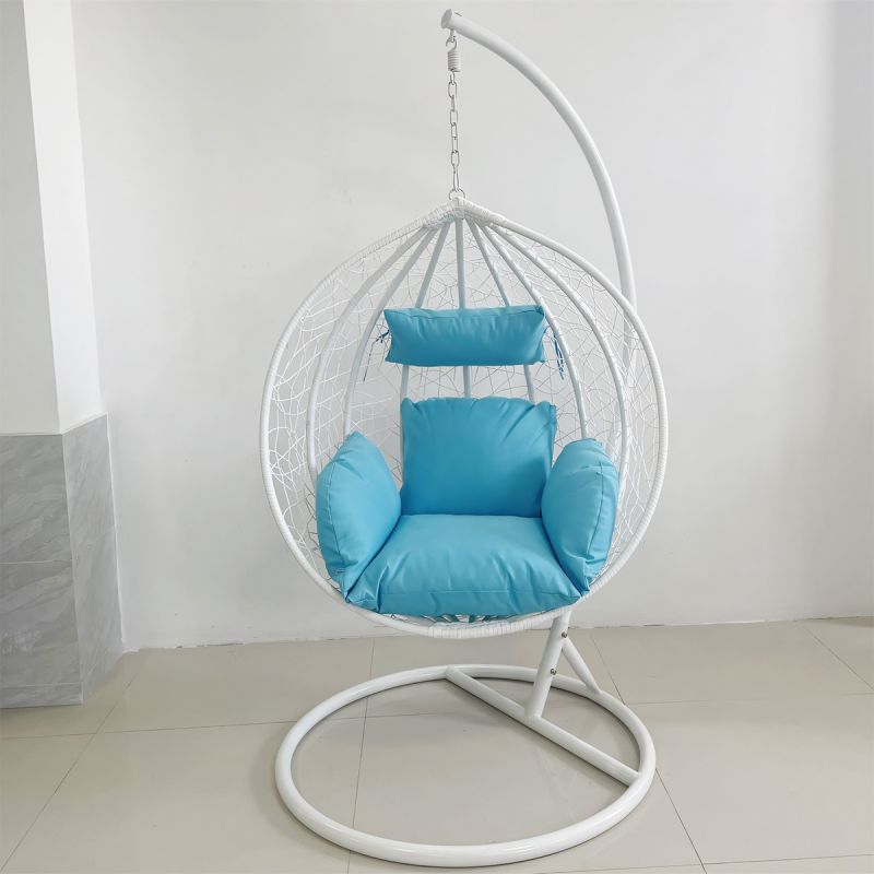 Scaun agatat California White, Fotoliu suspendat de relaxare, Curte sau Living, confortabil si modern