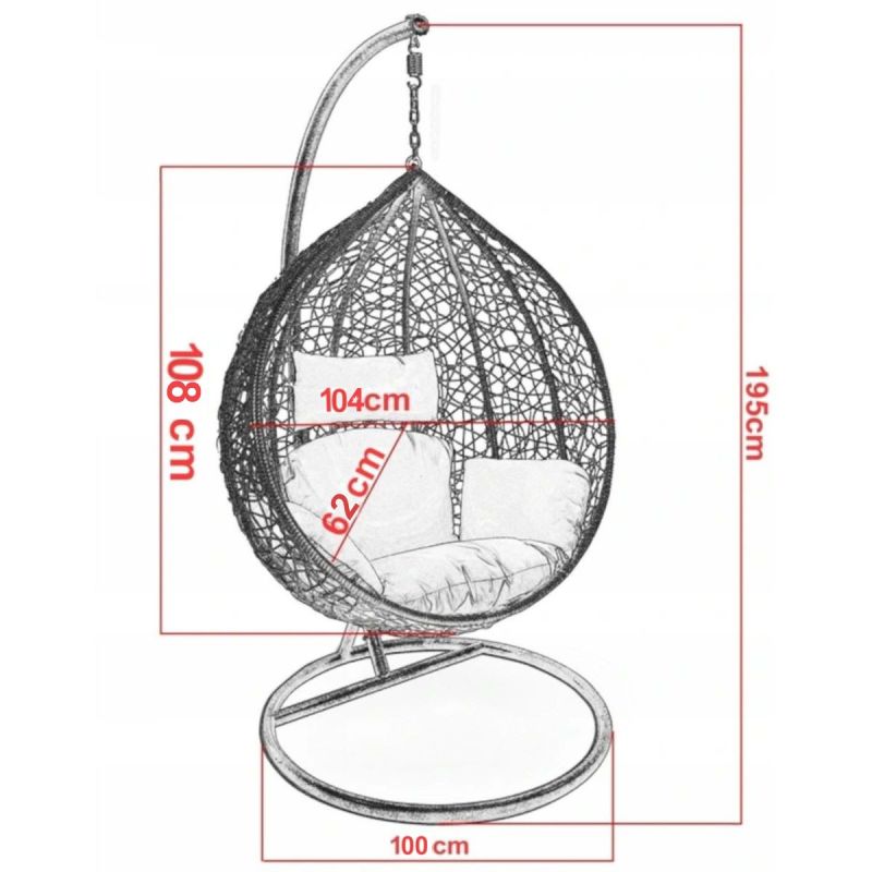 Scaun agatat California White, Fotoliu suspendat de relaxare, Curte sau Living, confortabil si modern