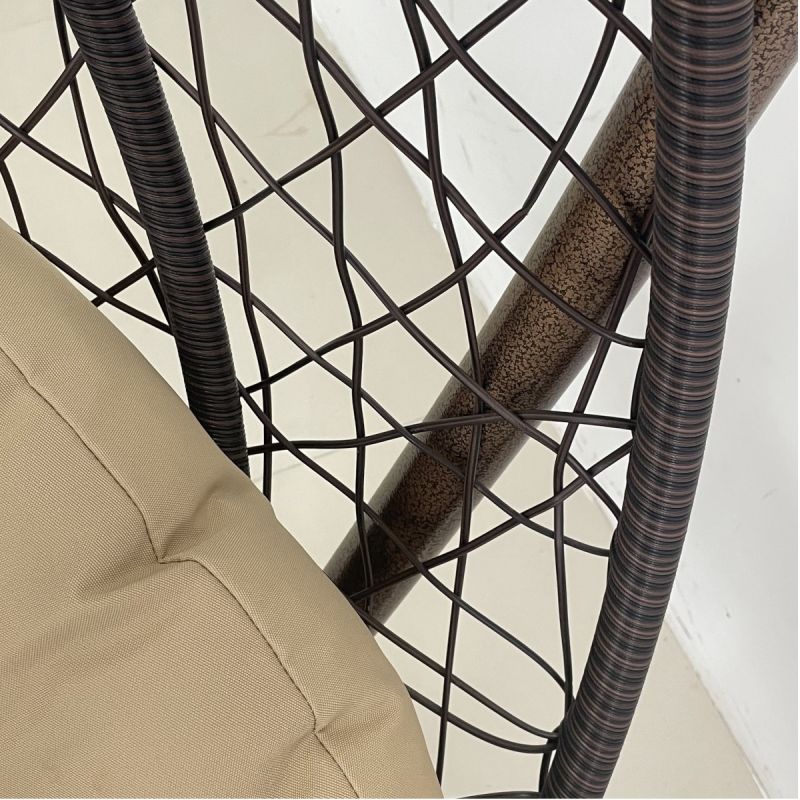 Scaun agatat California Brown, Fotoliu suspendat, Curte sau Living, comfortabil, ratan 3D