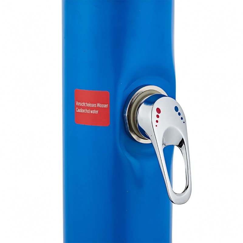 Dus solar pentru gradina si piscina, 20 Litri, robinet pentru picioare, cap de dus tip ploaie, PVC+ABS, Albastru, Sevilia