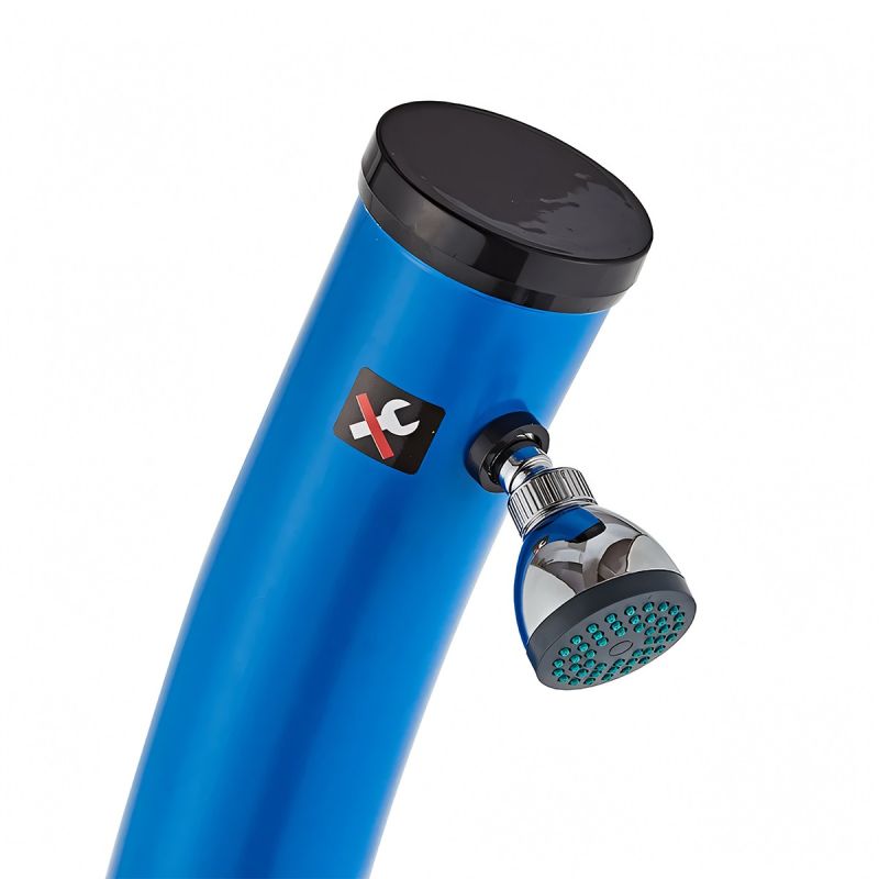 Dus solar pentru gradina si piscina, 20 Litri, robinet pentru picioare, cap de dus tip ploaie, PVC+ABS, Albastru, Sevilia