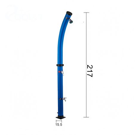 Dus solar pentru gradina si piscina, 20 Litri, robinet pentru picioare, cap de dus tip ploaie, PVC+ABS, Albastru, Sevilia