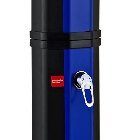 Dus solar 60 Litri, robinet pentru picioare, dus de mana si termometru, cap de dus tip ploaie, PVC+ABS, Albastru Negru, Alicante