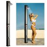 Dus solar pentru gradina si piscina, 35 Litri, robinet pentru picioare, cap de dus tip ploaie, PVC+ABS, Negru Nichel Mat, Cadiz