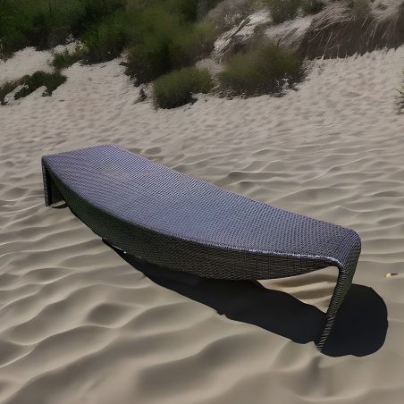 Sezlong de plaja, Maro, aluminiu si poliratan, forma de frunza , ideal pentru pisicina, teresa, Acapulco