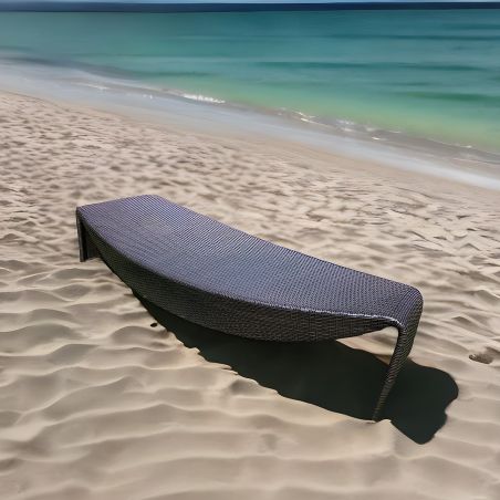 Sezlong de plaja, Maro, aluminiu si poliratan, forma de frunza , ideal pentru pisicina, teresa, Acapulco