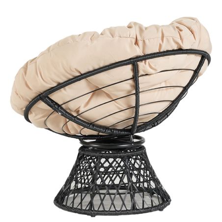 Fotoliu rotativ 360°, terasa sau gradina, ratan, perna crem inclusa, Bamboo