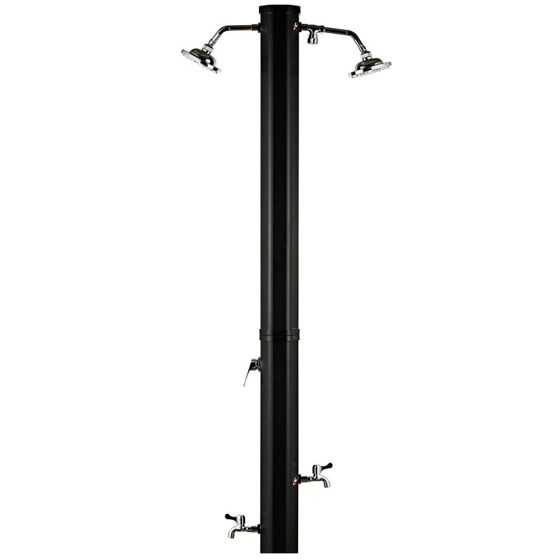 Dus solar dublu pentru gradina si piscina, capacitate 60 Litri, 2 dusuri tip ploaie, 2 dusuri pentru picior, Negru-Verde, Fresco