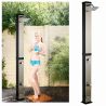 Dus solar pentru gradina si piscina, capacitate de 35 litri, cap de dus tip ploaie 15 cm, Negru-oglinda, Luce