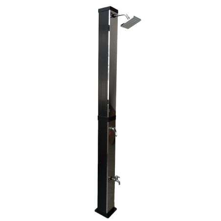 Dus solar pentru gradina si piscina, capacitate de 35 litri, cap de dus tip ploaie 15 cm, Negru-oglinda, Luce