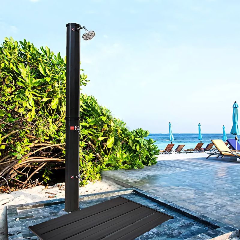 Element de podea din Pvc, cadru din otel, pentru dus solar, dimensiuni 101x60, Negru, Aria