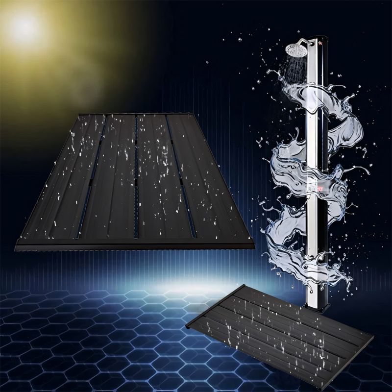 Element de podea din Pvc, cadru din otel, pentru dus solar, dimensiuni 101x60, Negru, Aria