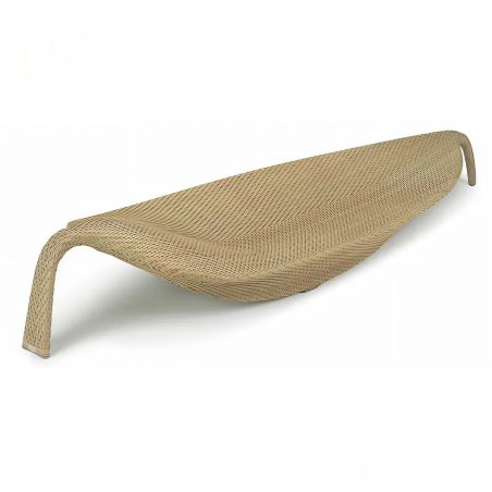 Sezlong de plaja, aluminiu, impletitura poliratan, forma de frunza, 195 x 80 x 45 cm, Bej, Verdi