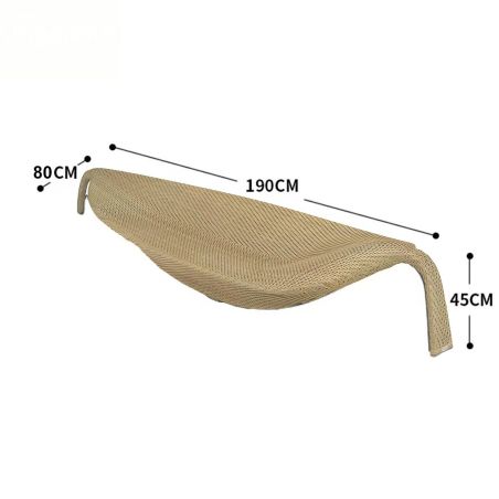 Sezlong de plaja, aluminiu, impletitura poliratan, forma de frunza, 195 x 80 x 45 cm, Bej, Verdi
