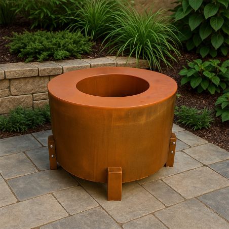 Vatra de foc, otel corten de 2 mm, dia 80 x H 60 cm, Aurora