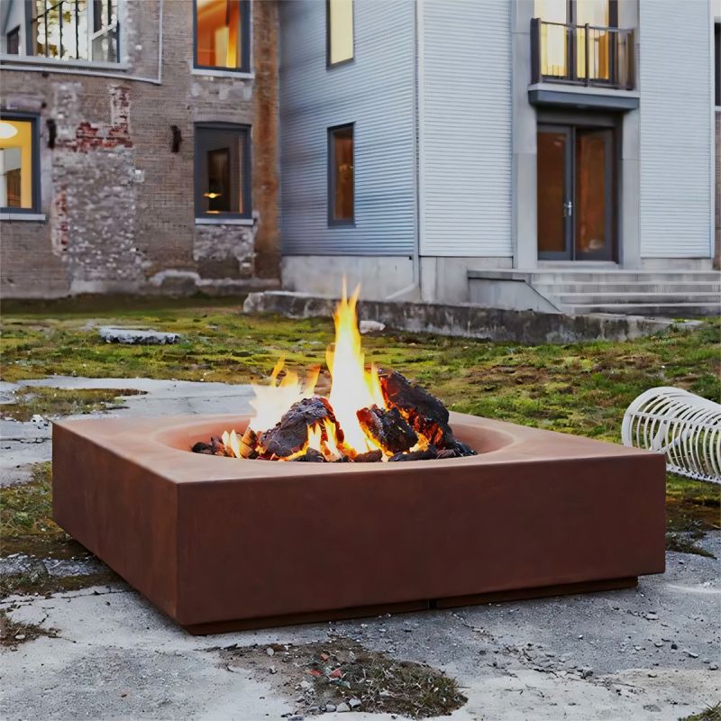 Vatra de foc, otel corten de 2 mm, 80x80x20 cm, Magma
