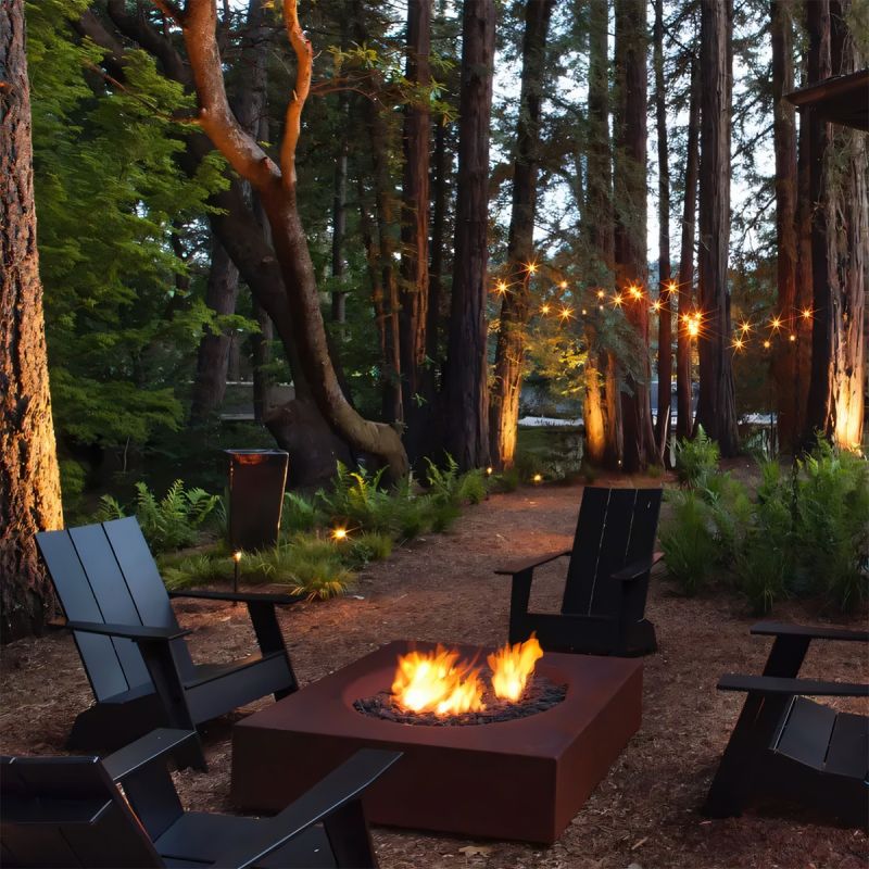 Vatra de foc, otel corten de 2 mm, 80x80x20 cm, Magma