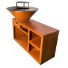 Gratar pe lemn cu plita, spatiu mare de depozitare lemne, 2 rafturi laterale otel corten, dia 85x130x100 cm, Helio