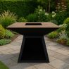Gratar pe lemn cu plita, suprafata mare de gatit, spatiu pentru lemne, otel corten 2 mm, 100x100x90 cm, Negru, Rustico