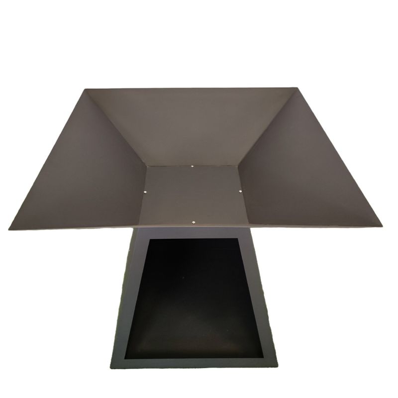 Gratar pe lemn cu plita, suprafata mare de gatit, spatiu pentru lemne, otel corten 2 mm, 100x100x90 cm, Negru, Rustico