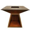 Gratar pe lemn cu plita, suprafata mare de gatit, spatiu pentru lemne, otel corten de 2 mm, 100x100x90 cm, Ruginiu, Rustico