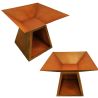 Gratar pe lemn cu plita, suprafata mare de gatit, spatiu pentru lemne, otel corten de 2 mm, 100x100x90 cm, Ruginiu, Rustico