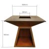 Gratar pe lemn cu plita, suprafata mare de gatit, spatiu pentru lemne, otel corten de 2 mm, 100x100x90 cm, Ruginiu, Rustico