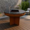 Gratar pe lemn cu plita, Vatra, Multifunctional, din otel corten de 2 mm,  dia 100xH 70 cm, AshCraft