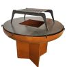 Gratar pe lemn cu plita, Vatra, Multifunctional, din otel corten de 2 mm,  dia 100xH 70 cm, AshCraft
