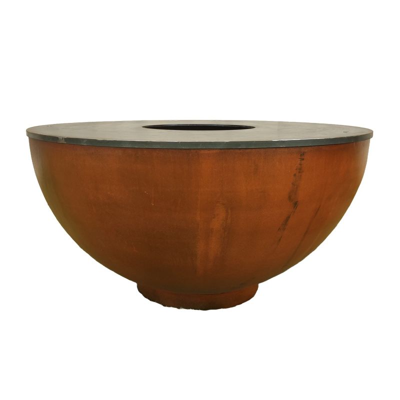 Gratar pe lemn cu plita, otel corten de 3.5 mm, dia 100xH 53, Pirathos