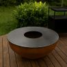 Gratar pe lemn cu plita, otel corten de 3.5 mm, dia 100xH 53, Pirathos