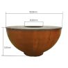 Gratar pe lemn cu plita, otel corten de 3.5 mm, dia 100xH 53, Pirathos