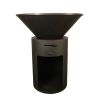 Gratar pe lemn cu plita mare de gatit, depozitare lemne, otel corten de 2mm, diametru 100 sau 85 cm, Negru, Infinity Glow