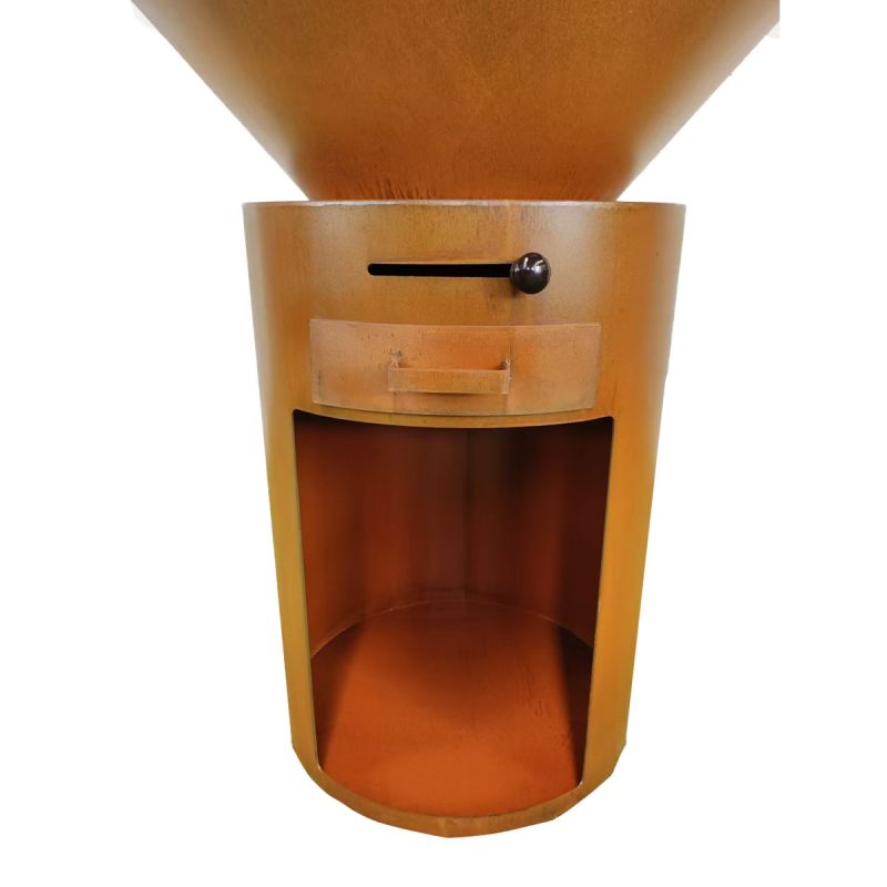 Gratar pe lemn cu plita mare de gatit, depozitare lemne, otel corten de 2mm, diametru 100 sau 85 cm, Ruginiu, Infinity Glow