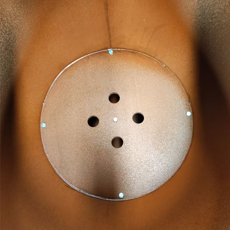 Gratar pe lemn cu plita mare de gatit, depozitare lemne, otel corten de 2mm, diametru 100 sau 85 cm, Ruginiu, Infinity Glow