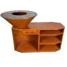 Gratar pe lemn cu plita mare de gatit, suport pentru lemne, 3 rafturi, otel corten , dia 85x130x100 cm, Ruginiu, Solis