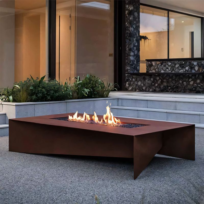 Semineu pe gaz CNG, valva de pornire si reglare flacara, otel corten de 2 mm,  150x70x35 cm, Luxora