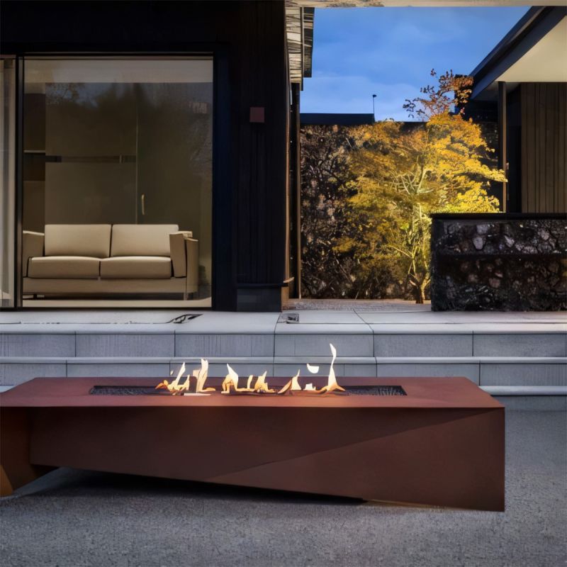 Semineu pe gaz CNG, valva de pornire si reglare flacara, otel corten de 2 mm,  150x70x35 cm, Luxora