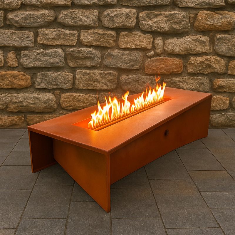 Semineu pe gaz CNG, valva de pornire si reglare flacara, otel corten de 2 mm,  150x70x35 cm, Luxora