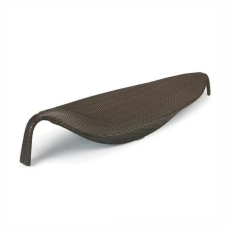 Sezlong de plaja, aluminiu, impletitura poliratan, forma de frunza, 195 x 80 x 45 cm, Maro, Verdi