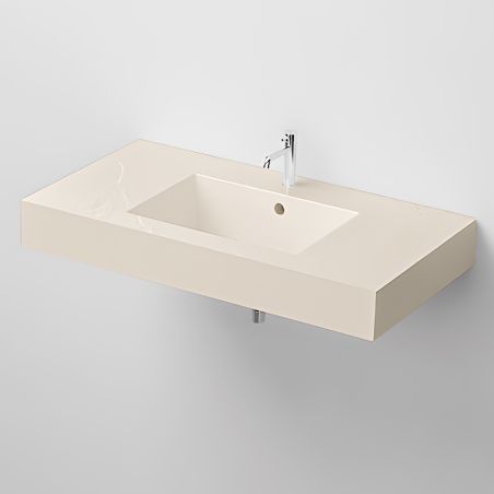 Lavoar Elsa, compozit mineral, montaj pe blat sau suspendat, Crem Mat, finisaj Ardezie, cu gaura de baterie, 80-100x 49.2-53 cm