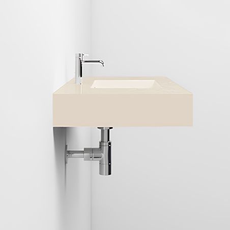 Lavoar Elsa, compozit mineral, montaj pe blat sau suspendat, Crem Mat, finisaj Ardezie, cu gaura de baterie, 80-100x 49.2-53 cm
