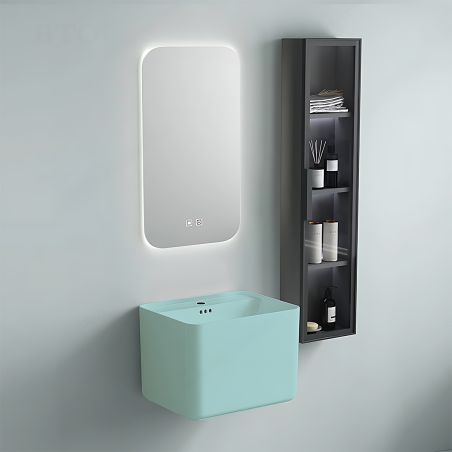 Lavoar, Verde Mint Mat, Power color, montaj suspendat, cu gaura de baterie 50x40 cm, Alfonso