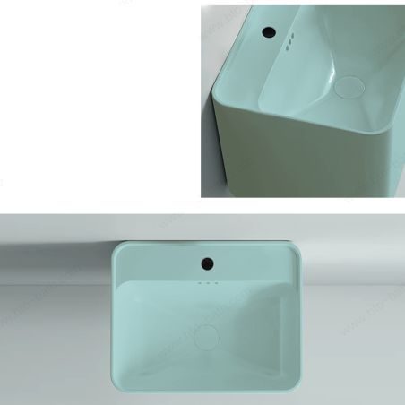 Lavoar, Verde Mint Mat, Power color, montaj suspendat, cu gaura de baterie 50x40 cm, Alfonso