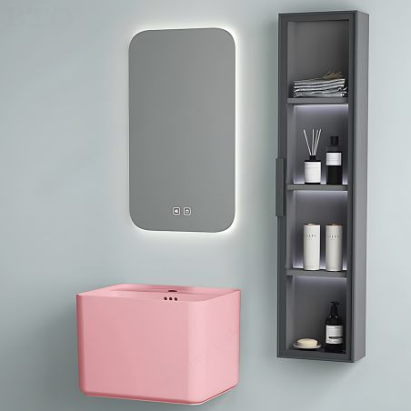 Lavoar, Roz Somon Mat, Power color, montaj suspendat, cu gaura de baterie 50x40 cm, Alfonso