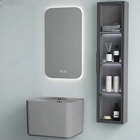 Lavoar, Gri Mat, Power color, montaj suspendat, cu gaura de baterie 50x40 cm, Alfonso